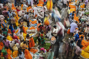 Il mercato dei fiori a Calcutta fotografato da Gianni Oliva